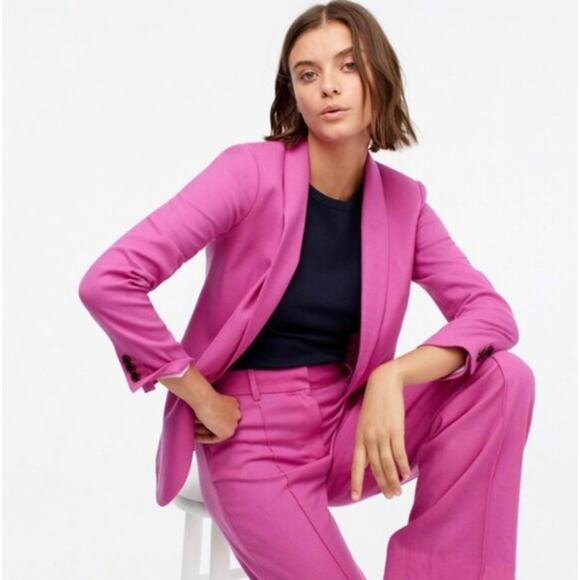 J. CREW Petite Regent Blazer Wool Vivid Fuchsia Pink Sz 4 {O35} - Picture 1 of 7